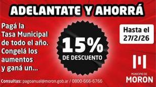 Mor&oacute;n ofrece 15% de descuento en el pago anual de tasas municipales