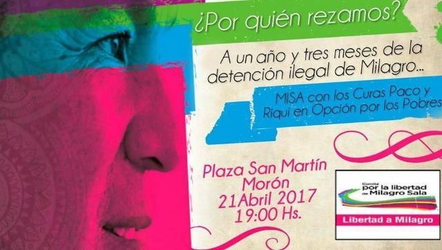 Misa en Morón a 15 meses de la detención ilegal de Milagro Sala 