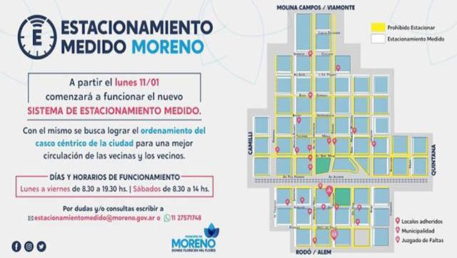 Moreno tiene nuevo sistema de estacionamiento medido