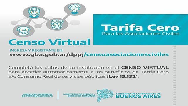 Censo Virtual de Asociaciones Civiles para acceder a Tarifa Cero