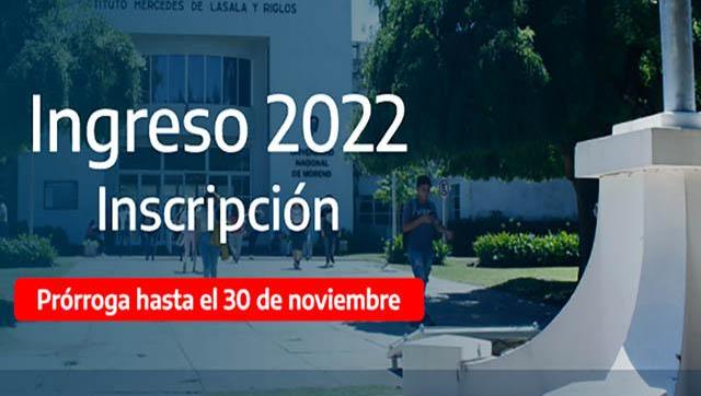  Inscripción al Ciclo lectivo 2022 a la Universidad Nacional de Moreno