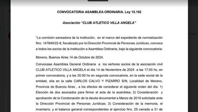 Asociación “CLUB ATLÉTICO VILLA ANGELA”