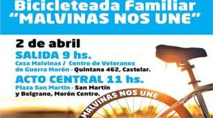 Malvinas nos Une: Morón realiza una bicicleteada para recordar a los Caídos en la Guerra