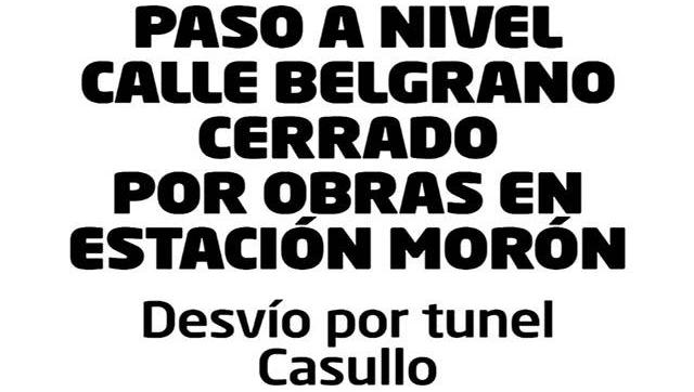 Cierre del paso a nivel Belgrano por obras en la estación Morón